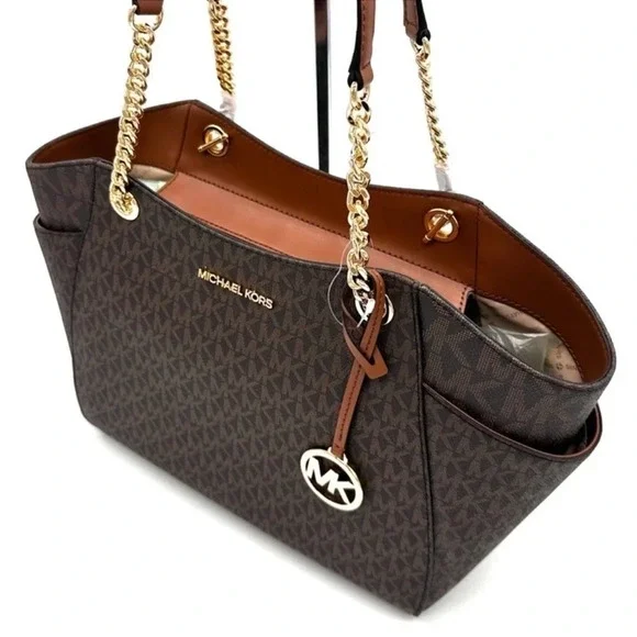 Michael Kors Large Jet Set Travel Chain Shoulder Bag & Double Zip Wallet Brown